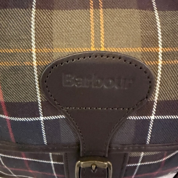 Barbour Tartan Messenger Bag - Brown and Yellow - Picture 4 of 10